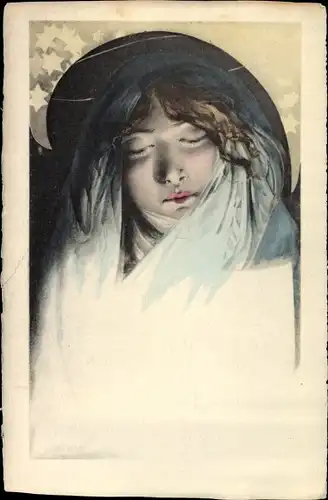Künstler Ak Frauenportrait, Schleier