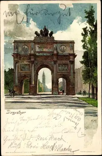 Künstler Litho Kley, Heinrich, München Bayern, Siegestor