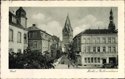 Ak Soest in Nordrhein Westfalen, Markt und Rathausstraße, Konditorei Cafe Fromme