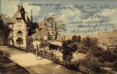 Ak Freiburg im Breisgau, das Krankenhaus St. Loretto mit Blick auf die Stadt