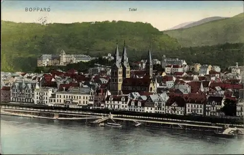 Ak Boppard am Rhein, Totalansicht mit Rheinpartie