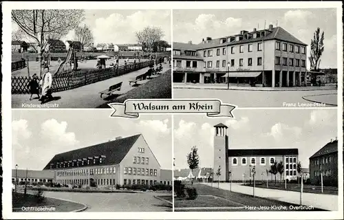Ak Walsum Duisburg im Ruhrgebiet, Spielplatz, Franz Lenze Platz, Schule, Herz Jesu Kirche