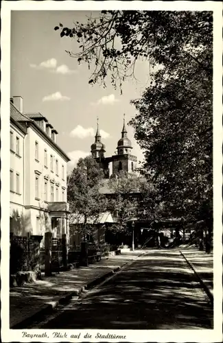 Ak Bayreuth in Oberfranken, Blick auf die Stadttürme