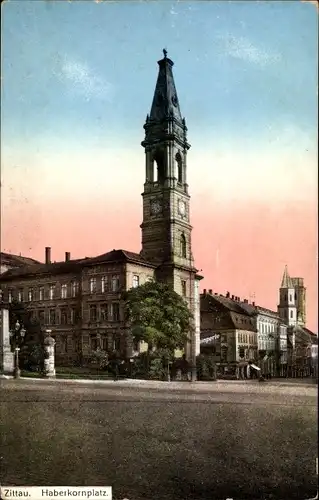 Ak Zittau in der Oberlausitz, Haberkornplatz, Rathaus