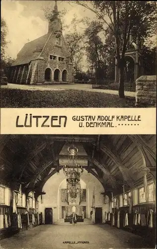 Ak Lützen im Burgenlandkreis, Gustav Adolf Kapelle und Denkmal