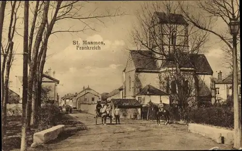 Ak Saint Masmes Marne, Straßenpartie