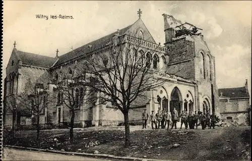 Ak Witry lès Reims Marne, Kirche, Kriegszerstörung 1. WK