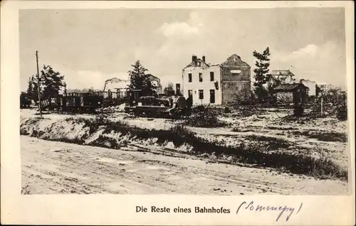 Ak Somme Py Sommepy Tahure Marne, Reste eines Bahnhofes, Kriegszerstörung 1. WK