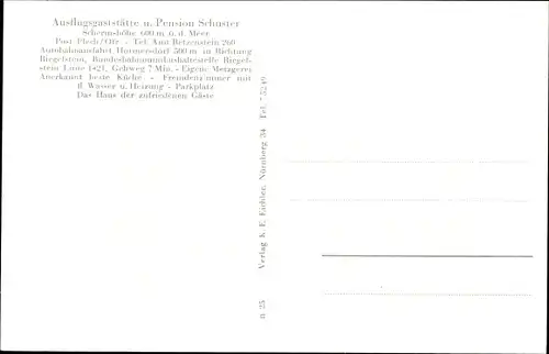 Ak Schermshöhe Betzenstein in Oberfranken, Pension Schuster