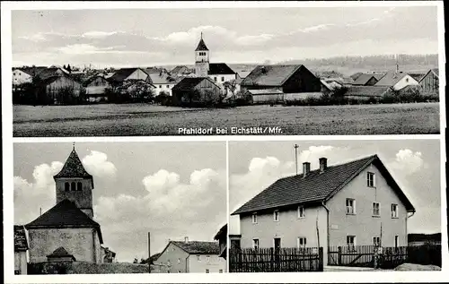 Ak Pfahldorf Kipfenberg in Oberbayern, Gesamtansicht, Kirche, Gemischtwaren