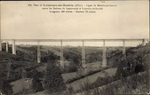 Ak Louroux de Bouble Allier, Pont, Ligne de Montlucon-Gannat, Brücke