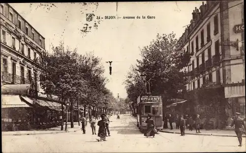 Ak Dijon Côte d’Or, Vue sur la Avenue de la Gare, Tramway