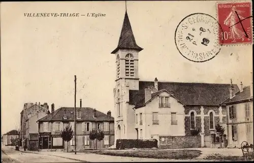 Ak Villeneuve Triage Val de Marne, L'Eglise