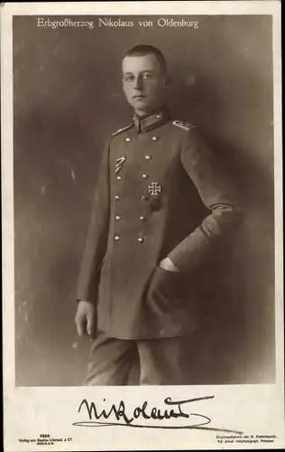 Ak Erbgroßherzog Nikolaus von Oldenburg, Portrait, Uniform, Eisernes Kreuz