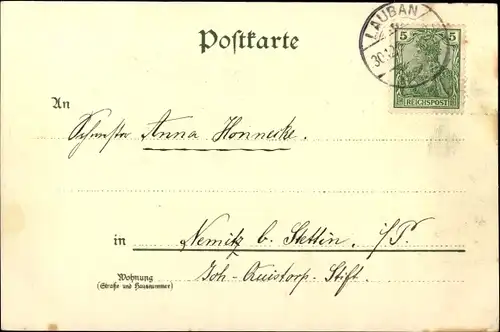 Litho Glückwunsch Neujahr, Winterlandschaft, Glocken