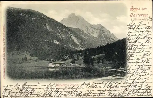 Ak Mittenwald in Oberbayern, Partie am Lautersee, Wettersteig