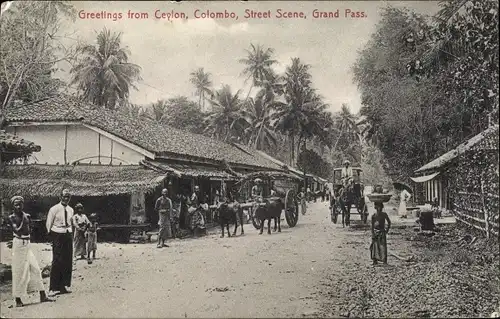 Ak Colombo Ceylon Sri Lanka, Street Scene, Grand Pass
