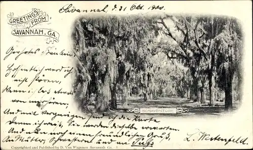 Ak Savannah Georgia USA, Bonaventure, Landschaft
