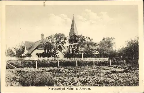 Ak Nebel auf der Insel Amrum Nordfriesland, Teilansicht mit Kirche