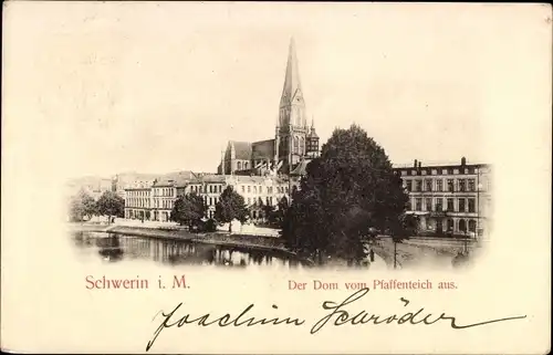 Ak Schwerin in Mecklenburg, Dom vom Pfaffenteich aus