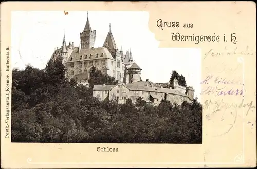 Ak Wernigerode am Harz, Blick auf das Schloss