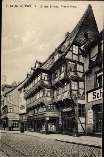 Ak Braunschweig in Niedersachsen, Blick in die Breitestraße, Flohwinkel