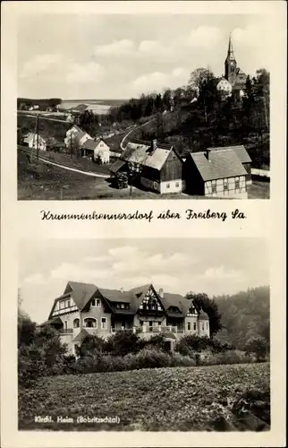 Ak Krummenhennersdorf Halsbrücke in Sachsen, Gesamtansicht, Kirchliches Heim