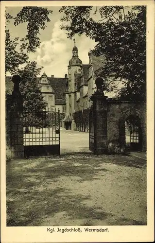 Ak Wermsdorf in Sachsen, Königliches Jagdschloss, Eingang