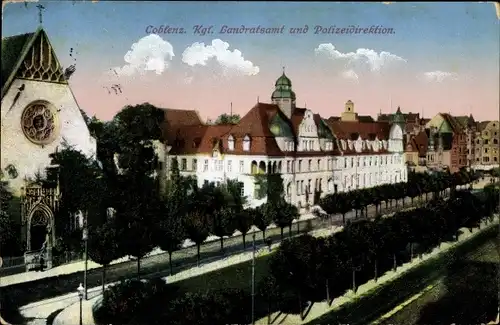 Ak Koblenz in Rheinland Pfalz, Kgl. Landratsamt und Polizeidirektion