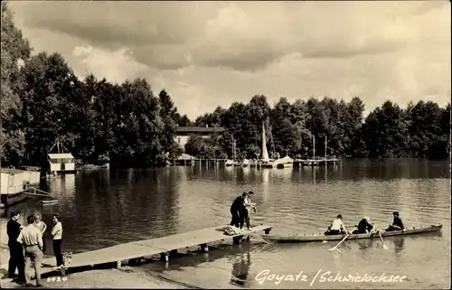 Ak Goyatz Schwielochsee in der Niederlausitz, See, Steg