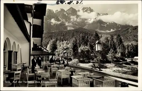Ak Grainau im Kreis Garmisch Partenkirchen, Eibsee Hotel, Terrasse