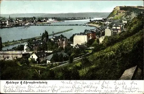 Ak Koblenz am Rhein, Ehrenbreitstein, Panorama