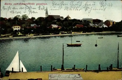 Ak Ostseebad Borby Eckernförde, Panorama, See