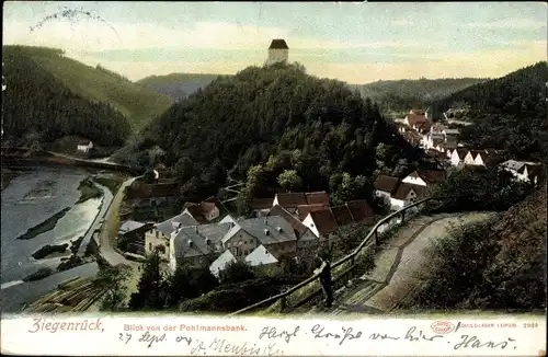 Ak Ziegenrück,Blick von der Pohlmannsbank, Fluss, Wald