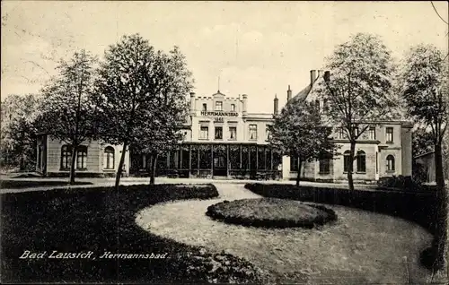 Ak Bad Lausick in Sachsen, Herrmannsbad, Anfahrt mit Eingang