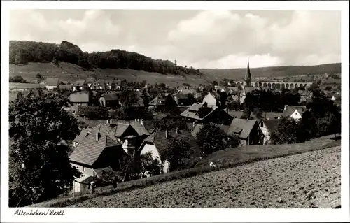 Ak Altenbecken in Westfalen, Gesamtansicht, Kirche, Brücke