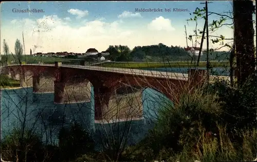 Ak Großbothen Grimma in Sachsen, Muldenbrücke bei Kössern