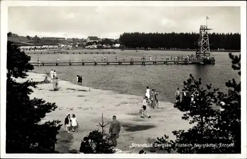 Ak Neustädtel Schneeberg im Erzgebirge, Strandbad, Bergsee, Filzteich