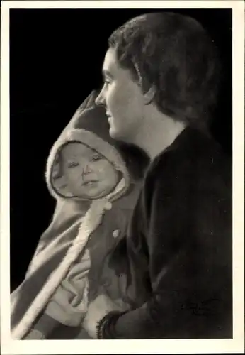 Ak Prinzessin Juliana der Niederlande mit Beatrix, Portrait 1938