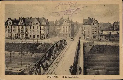 Ak Worms am Rhein, Brünhildenbrücke