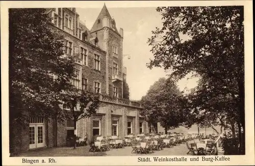 Ak Bingen am Rhein, Städtische Weinkosthalle, Burgkaffee, Burg Klopp