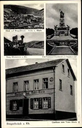 Ak Bingerbrück Bingen am Rhein, Gasthaus zum Vater Rhein, Niederwalddenkmal, Burg Rheinstein