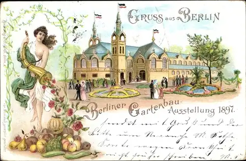 Ak Berlin, Gartenbauausstellung 1897, Hauptgebäude