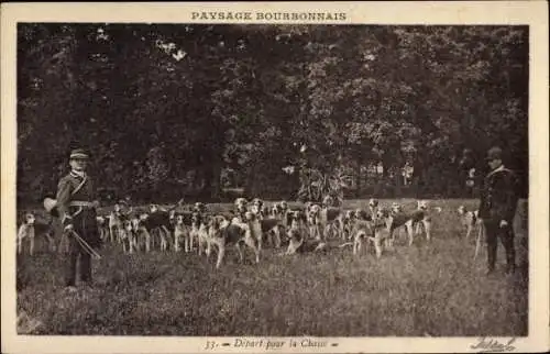 Ak Allier Frankreich, Depart pour la Chasse
