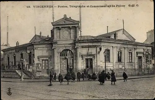 Ak Vincennes Val de Marne, Postes, Telegraphe, Commissariat de Police