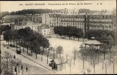 Ak Saint Mandé Val de Marne, Panorama de la Place de la Mairie