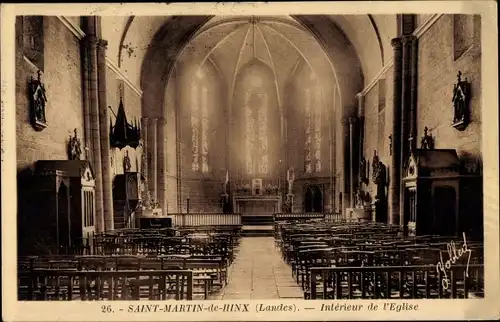 Ak Saint Martin de Hinx Landes, Interieur de l'Eglise