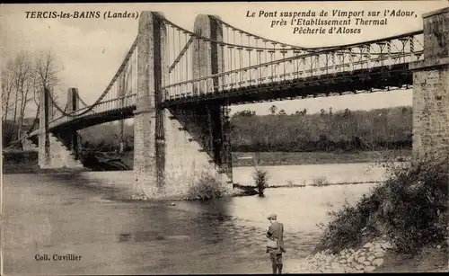 Ak Tercis les Bains Landes, Le Pont suspendu de Vimport sur l'Adour