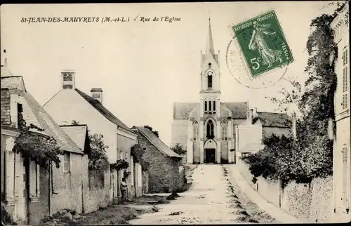 Ak Saint Jean de Mauvrets Maine et Loire, Rue de l'Eglise