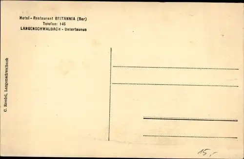 Ak Langenschwalbach Bad Schwalbach im Rheingau Taunus Kreis, Hotel Restaurant Britannia